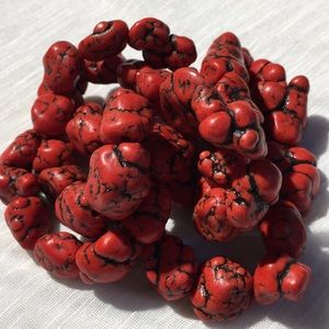 Faux Red turquoise nuggets wax treated magnesite